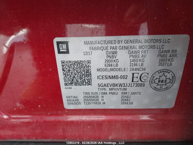 5GAEVBKW3JJ173089 Buick Enclave Premium