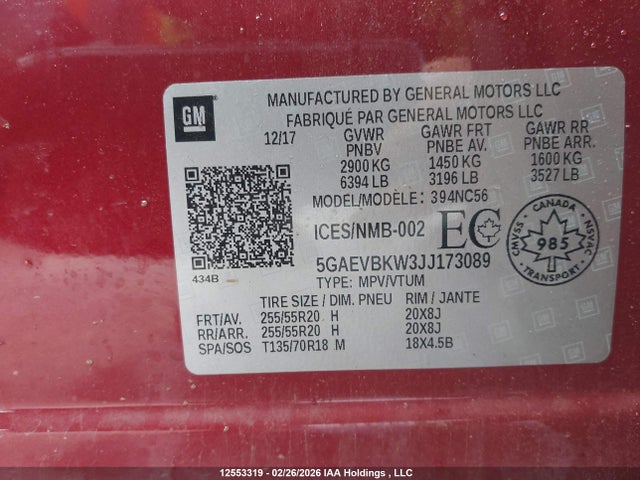 5GAEVBKW3JJ173089 Buick Enclave Premium