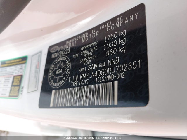 KMHLN4DG0RU702351 Hyundai Elantra Luxury
