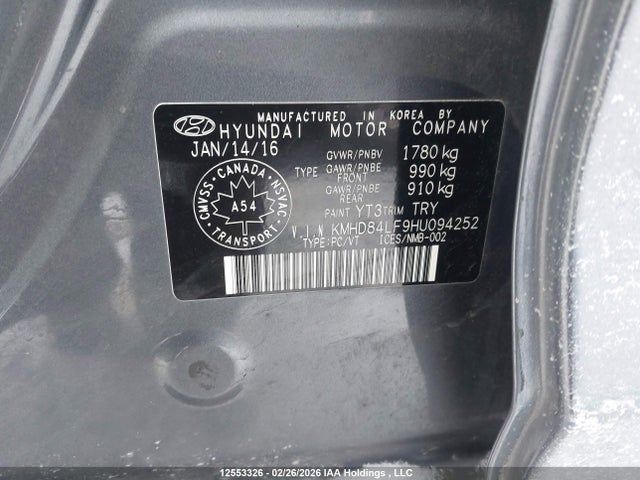KMHD84LF9HU094252 Hyundai ELANTRA GL