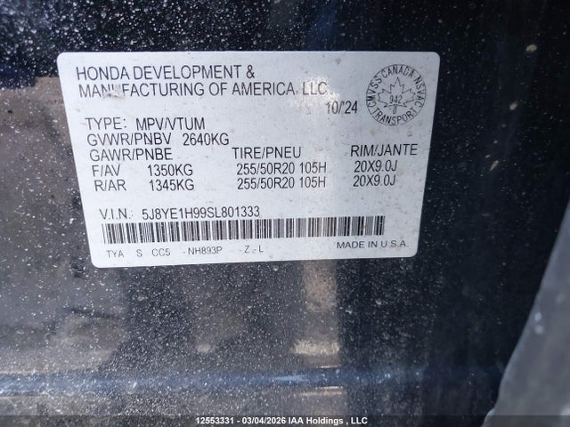 5J8YE1H99SL801333 Acura Mdx Platinum Elite A-spec