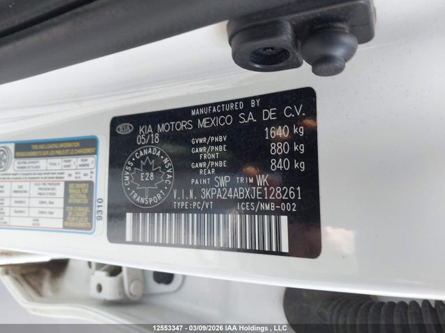 3KPA24ABXJE128261 KIA Rio