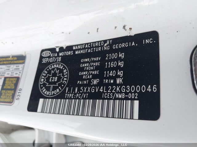 5XXGV4L22KG300046 KIA OPTIMA SXL