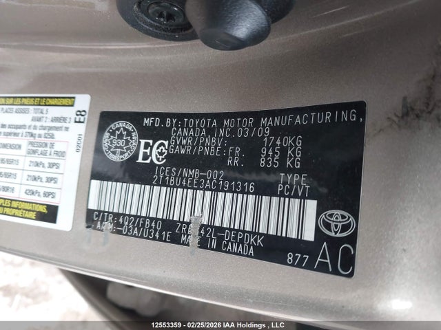 Aukcja sprzedaży 2010 Toyota Corolla Ce, vin: 2T1BU4EE3AC191316, numer aukcji: 12553359