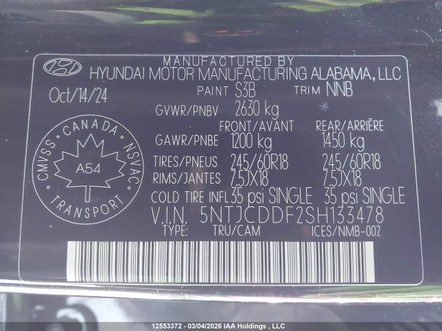 Продаж на аукціоні авто 2025 Hyundai Santa Cruz Preferred, vin: 5NTJCDDF2SH133478, номер лоту: 12553372