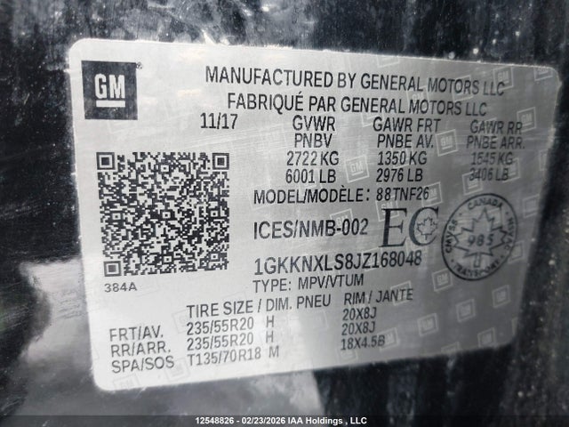 1GKKNXLS8JZ168048 GMC Acadia Denali