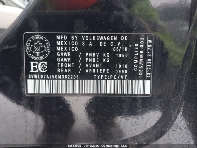 3VWL07AJ5GM382205 Volkswagen Jetta 1.8 Tsi Comfortline/1.8 Tsi Highline