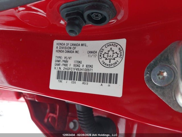 2HGFC1F49JH100971 Honda CIVIC EX