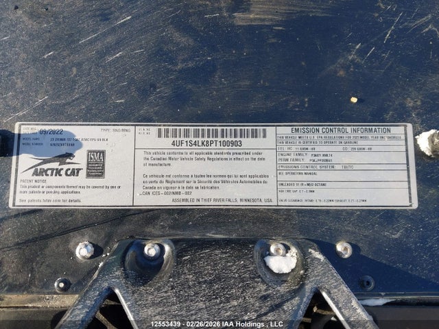 4UF1S4LK8PT100903 Arctic Cat Snowmobile