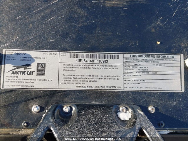 4UF1S4LK8PT100903 Arctic Cat Snowmobile
