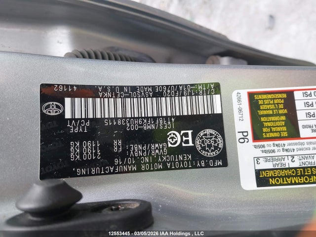 12553445 :رقم المزاد ، 4T1BF1FK9HU338115 vin ، 2017 Toyota Camry Le/xle/se/xse مزاد بيع
