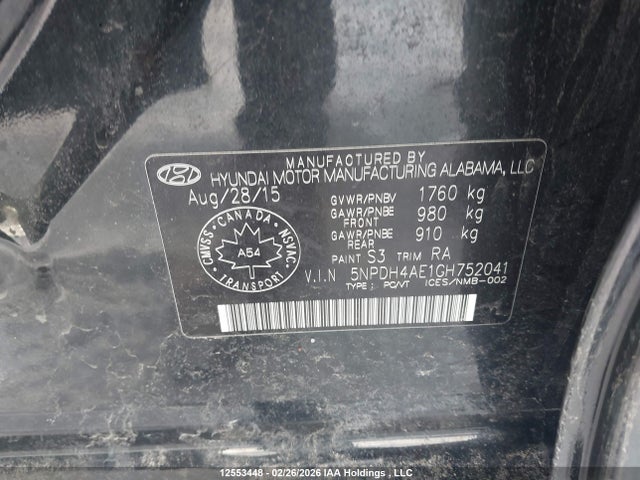 Продажа на аукционе авто 2016 Hyundai Elantra L+, vin: 5NPDH4AE1GH752041, номер лота: 12553448