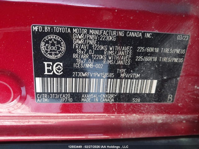 2T3DWRFV1PW158585 Toyota Rav4 Limited