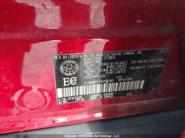 2T3DWRFV1PW158585 Toyota Rav4 Limited