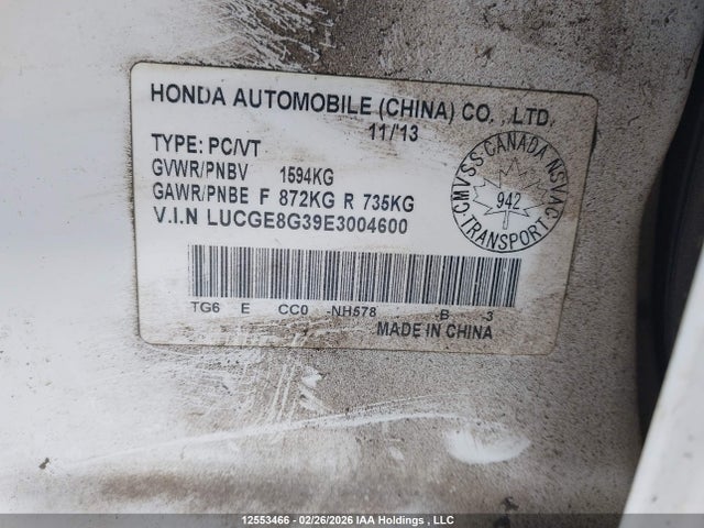 LUCGE8G39E3004600 Honda Fit Dx-a
