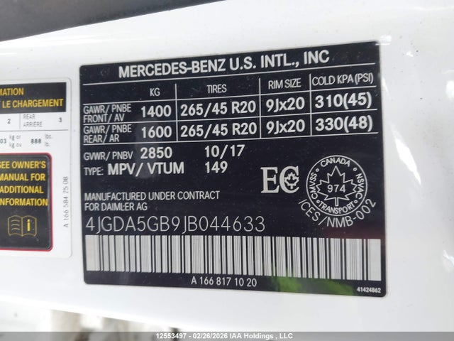 4JGDA5GB9JB044633 Mercedes-Benz Gle 400 4matic