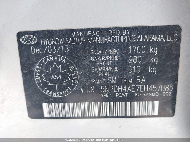 Aukcja sprzedaży 2014 Hyundai Elantra Gl, vin: 5NPDH4AE7EH457085, numer aukcji: 12553506
