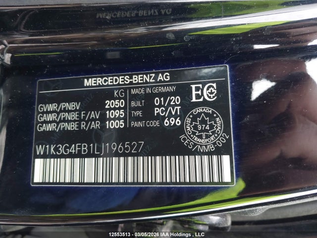 W1K3G4FB1LJ196527 Mercedes-Benz A 220 4matic