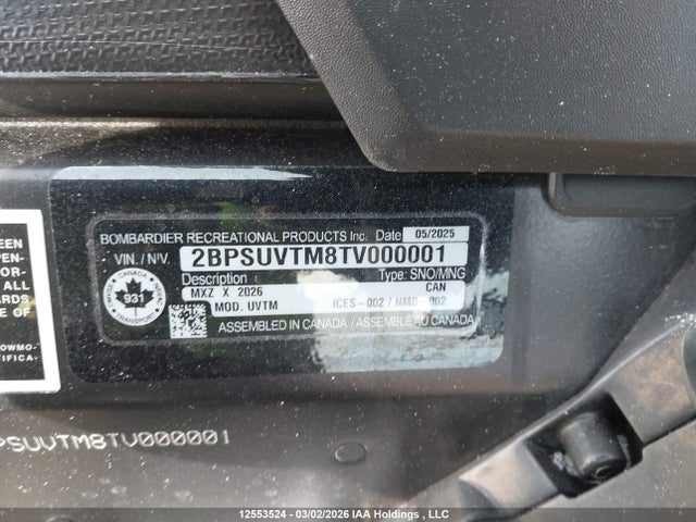 Aukcja sprzedaży 2026 Skidoo , vin: 2BPSUVTM8TV000001, numer aukcji: 12553524