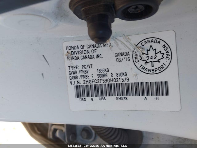 Aukcja sprzedaży 2016 Honda Civic Lx, vin: 2HGFC2F59GH021579, numer aukcji: 12553562