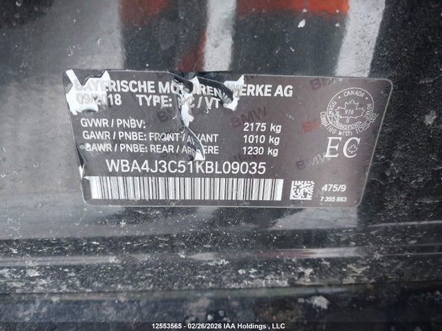 WBA4J3C51KBL09035 BMW 430i Gran Coupe Xdrive
