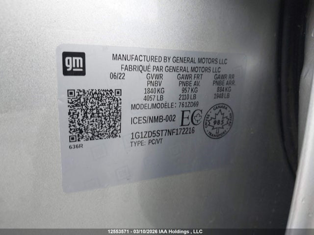 1G1ZD5ST7NF172216 Chevrolet MALIBU LT