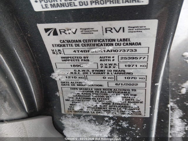 Aukcja sprzedaży 2010 Toyota Camry, vin: 4T4BF3EK1AR073733, numer aukcji: 12553572