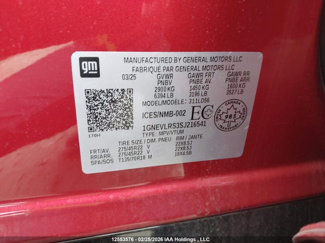 1GNEVLRS3SJ216541 Chevrolet Traverse Rs