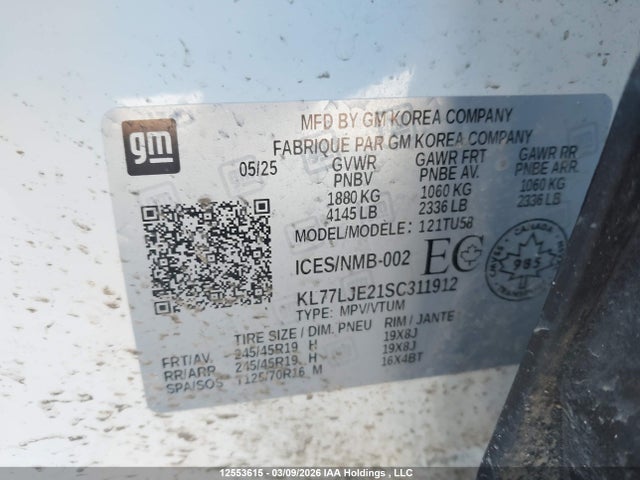 KL77LJE21SC311912 Chevrolet Trax 2rs