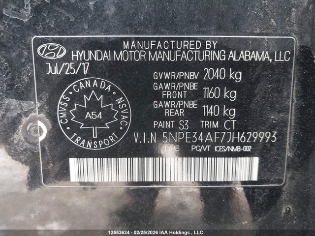 5NPE34AF7JH629993 Hyundai Sonata Sport