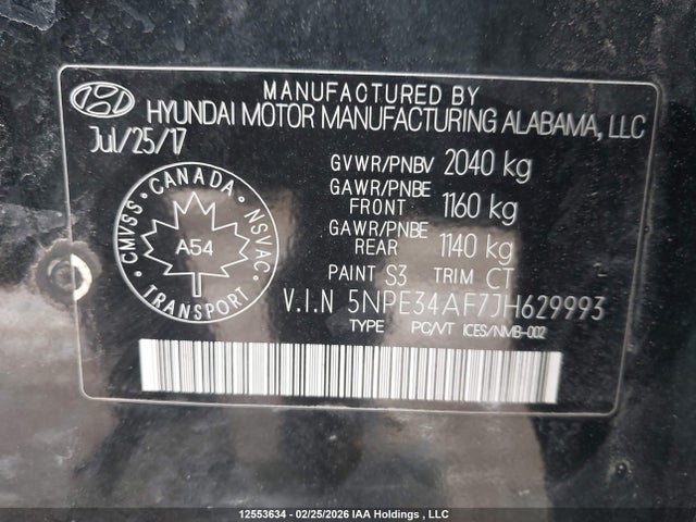 5NPE34AF7JH629993 Hyundai Sonata Sport