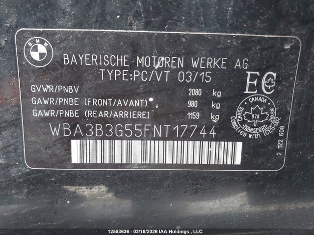 Aukcja sprzedaży 2015 Bmw 328i Xdrive, vin: WBA3B3G55FNT17744, numer aukcji: 12553636