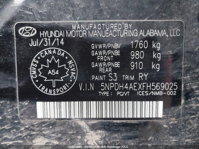 Продаж на аукціоні авто 2015 Hyundai Elantra Gl, vin: 5NPDH4AEXFH569025, номер лоту: 12553660