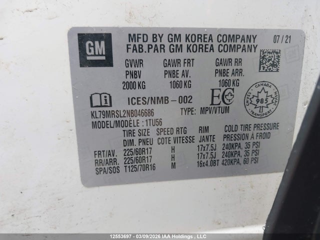 Chevrolet Trailblazer Lt 2022 KL79MRSL2NB046686 Image 9