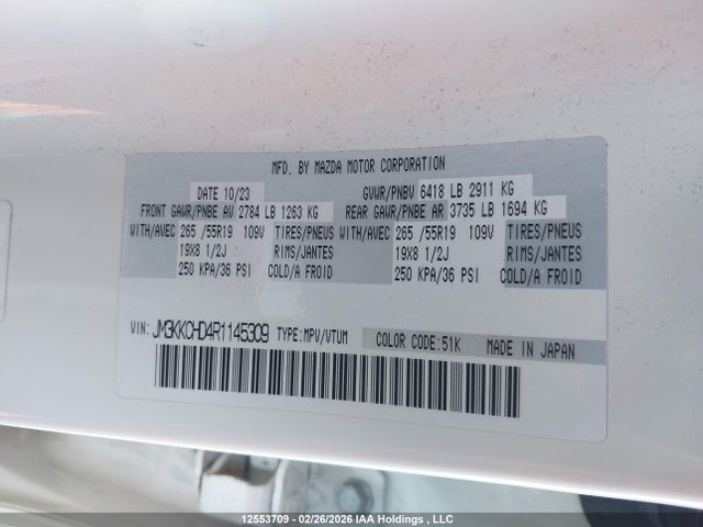 JM3KKCHD4R1145309 Mazda Cx-90 Preferred Plus