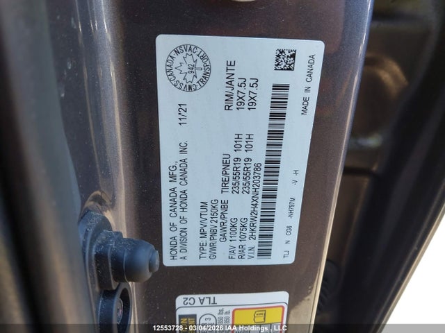 2HKRW2H4XNH203786 Honda CR-V