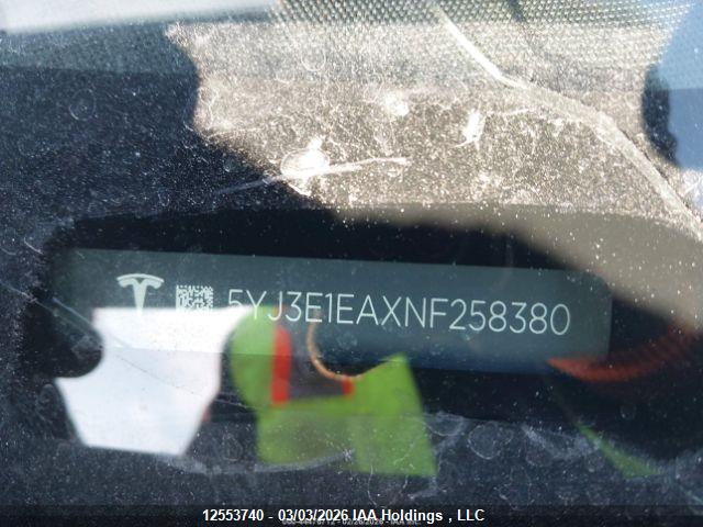 5YJ3E1EAXNF258380 Tesla MODEL 3