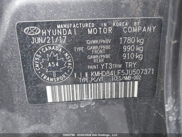 KMHD84LF5JU507371 Hyundai Elantra