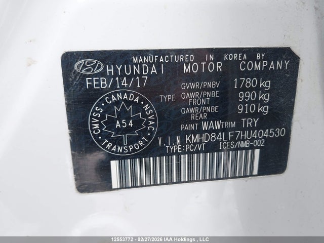 Продаж на аукціоні авто 2017 Hyundai Elantra Gls, vin: KMHD84LF7HU404530, номер лоту: 12553772