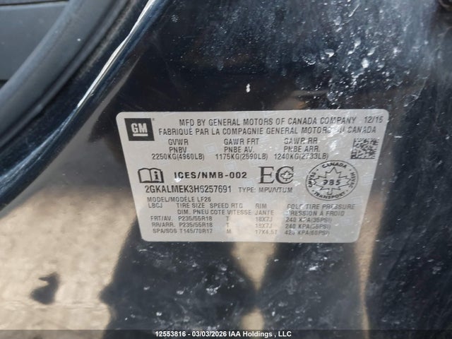 2GKALMEK3H6257691 GMC Terrain Sle