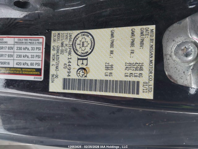 Продаж на аукціоні авто 2011 Nissan Altima, vin: 1N4AL2EP4BC144994, номер лоту: 12553825