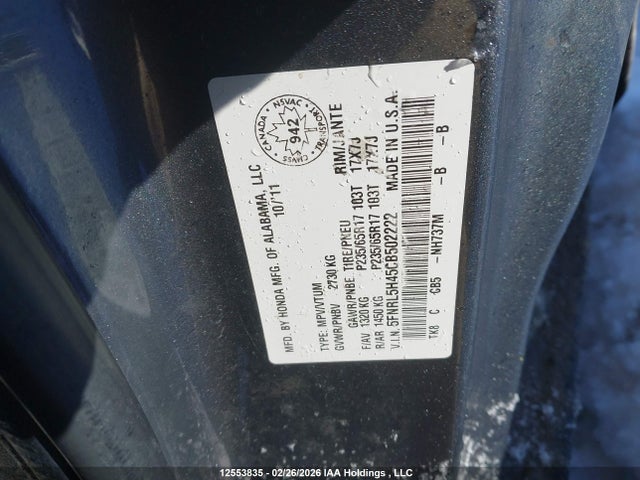 Aukcja sprzedaży 2012 Honda Odyssey, vin: 5FNRL5H45CB502222, numer aukcji: 12553835
