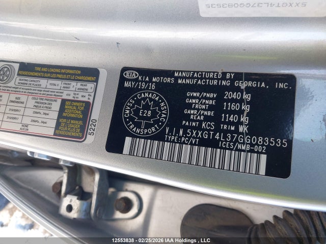 5XXGT4L37GG083535 KIA Optima Lx/lx+