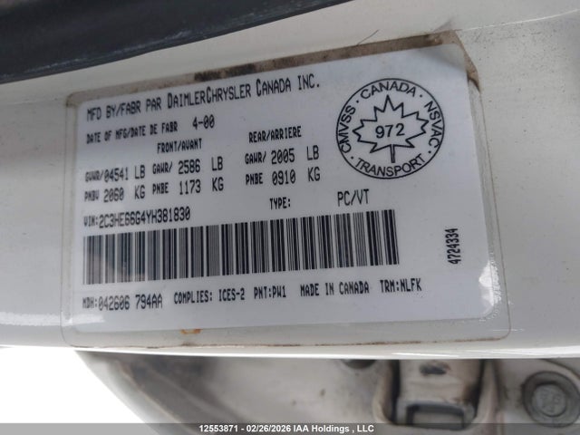 Aukcja sprzedaży 2000 Chrysler 300m, vin: 2C3HE66G4YH381830, numer aukcji: 12553871
