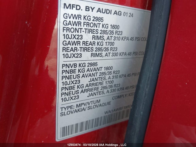 WA1AWBF19RD007849 Audi Sq8 4.0t