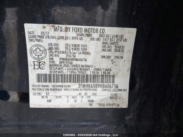 2017 Ford Flex Limited მანქანა იყიდება აუქციონზე, vin: 2FMHK6D89HBA06756, აუქციონის ნომერი: 12553882