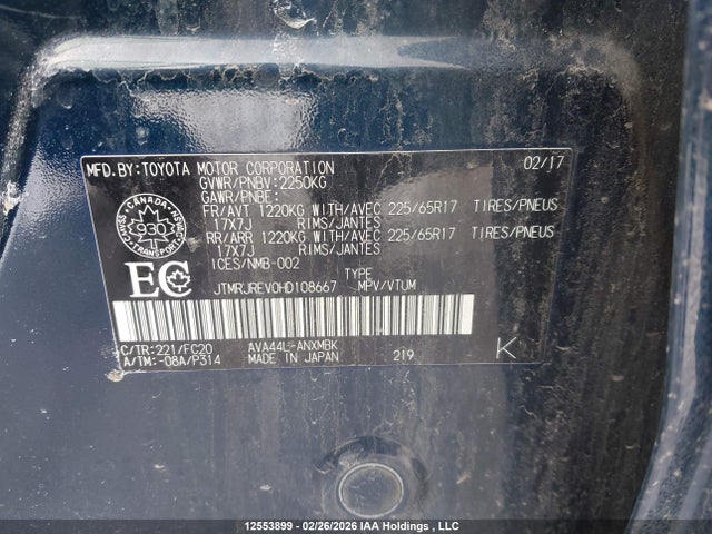 JTMRJREV0HD108667 Toyota Rav4 Hv Le/xle