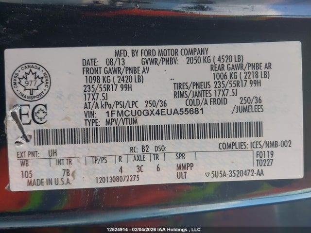 1FMCU0GX4EUA55681 Ford ESCAPE SE