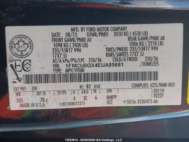 1FMCU0GX4EUA55681 Ford ESCAPE SE