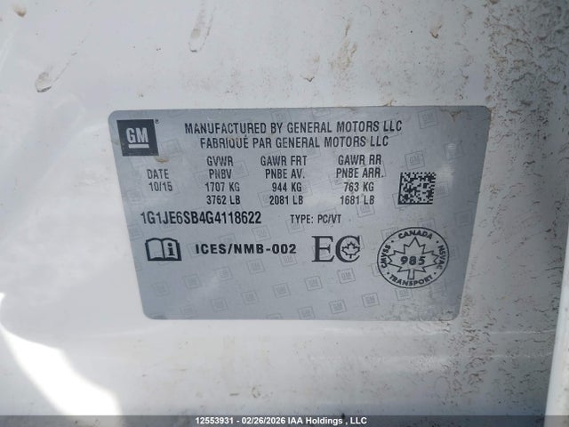 1G1JE6SB4G4118622 Chevrolet SONIC LTZ
